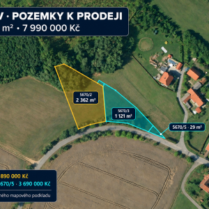 Prodej stavebních pozemků s platným stavebním povolením na 2 dvojdomy